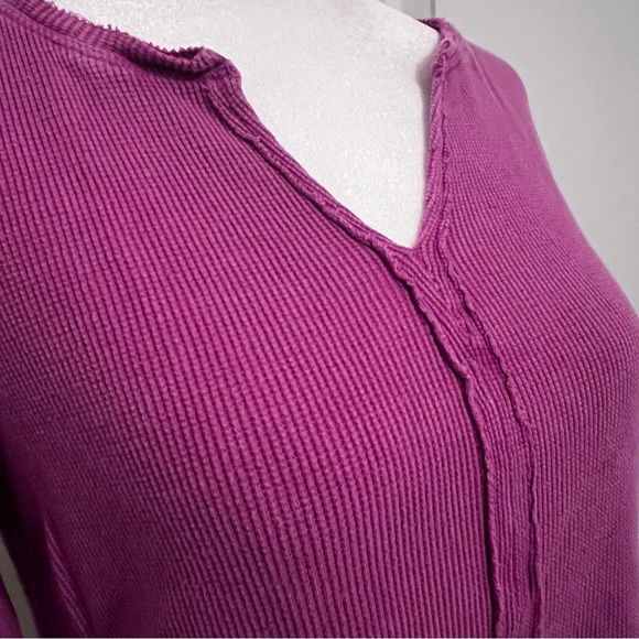 Anthropologie Pilcro thermal long sleeve women’s waffle knit split hem top small - Picture 3 of 16